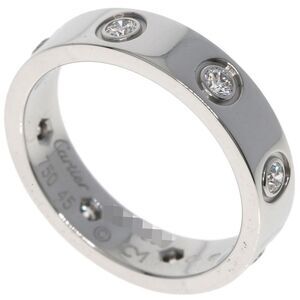 Cartier Mini Love Ring Full Diamond #45 Ring 18K White Gold Women's
